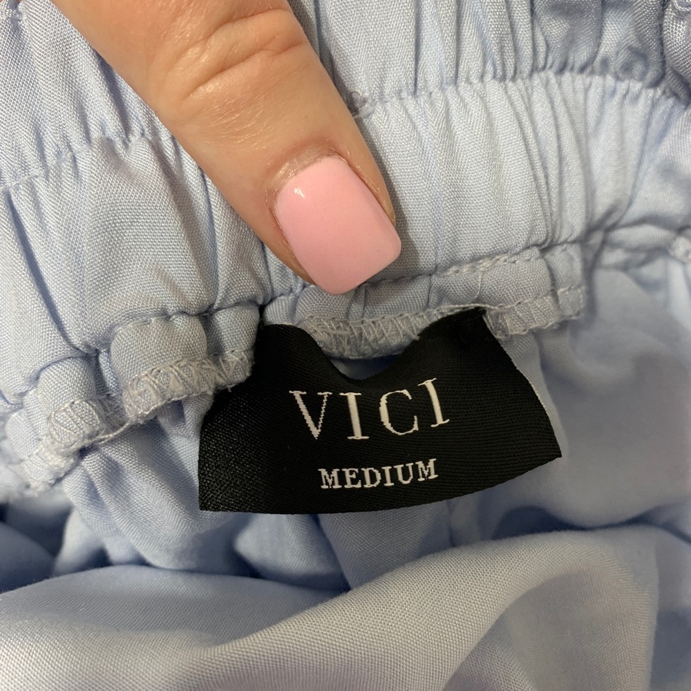 Vici Light Blue Puff Sleeve Cut-Out Detail Mini Dress Sz M - Picture 9 of 15